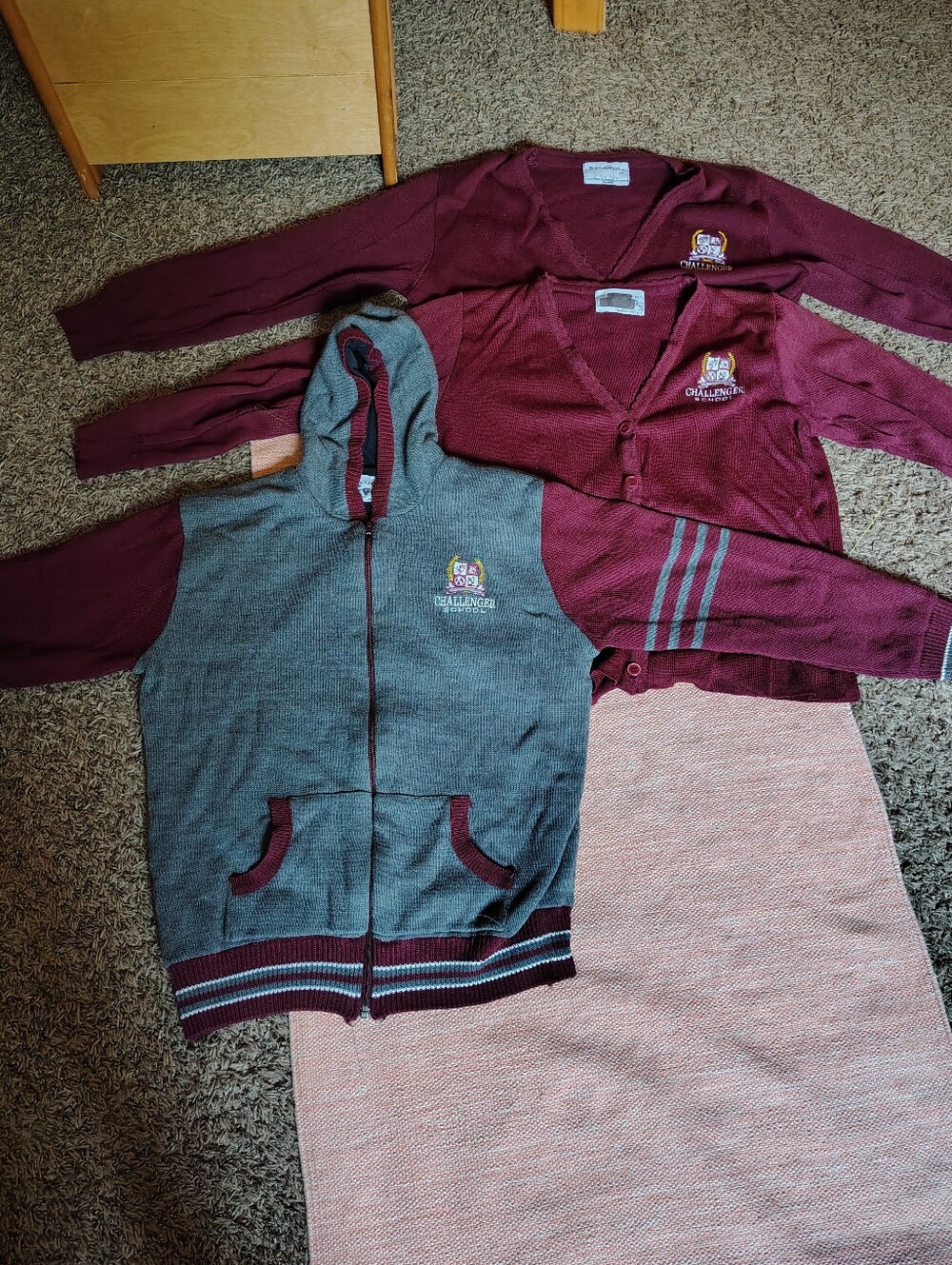 Size YXL Challenger School Uniform Varsity Hoodie And Two Cardigans